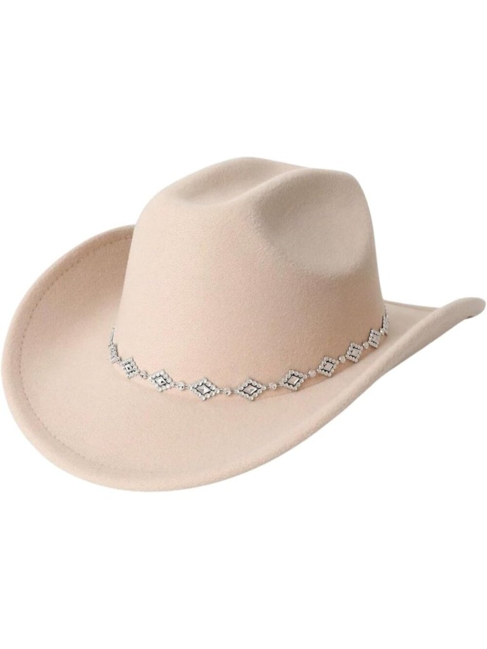 Women's Beige Rhinestone Wide Brim Rodeo Imported Cowgirl Western Cowboy Hat